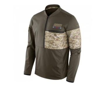 Men New York Giants Nike Olive Salute to Service Sideline Hybrid Half-Zip Pullover Jacket