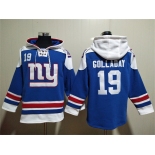 Men's New York Giants #19 Kenny Golladay Blue Lace-Up Pullover Hoodie