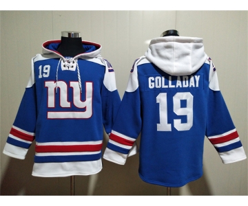 Men's New York Giants #19 Kenny Golladay Blue Lace-Up Pullover Hoodie