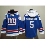 Men's New York Giants #5 Kayvon Thibodeaux Blue Lace-Up Pullover Hoodie