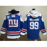 Men's New York Giants #99 Leonard Williams Blue Lace-Up Pullover Hoodie