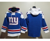 Men's New York Giants Blank Blue Lace-Up Pullover Hoodie