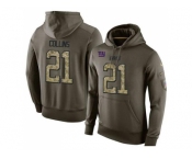 NFL Men's Nike New York Giants #21 Landon Collins Stitched Green Olive Salute To Service KO Performance Hoodie