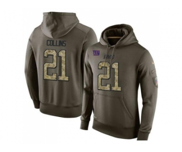 NFL Men's Nike New York Giants #21 Landon Collins Stitched Green Olive Salute To Service KO Performance Hoodie