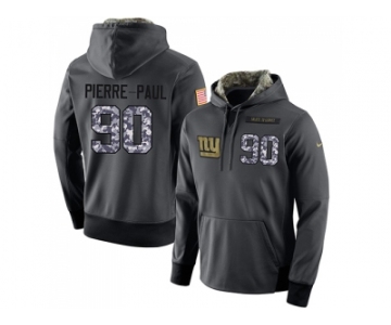 NFL Men's Nike New York Giants #90 Jason Pierre-Paul Stitched Black Anthracite Salute to Service Player Performance Hoodie