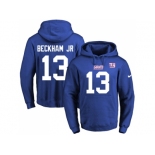 Nike New York Giants #13 Odell Beckham Jr Royal Blue Name & Number Pullover NFL Hoodie