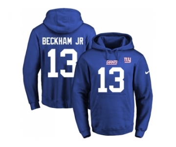 Nike New York Giants #13 Odell Beckham Jr Royal Blue Name & Number Pullover NFL Hoodie