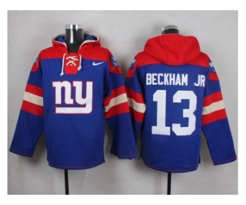 Nike New York Giants #13 Odell Beckham Jr Royal Blue Player Pullover NFL Hoodie