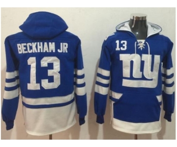 Nike New York Giants #13 Odell Beckham Jr Royal Blue White Name & Number Pullover NFL Hoodie