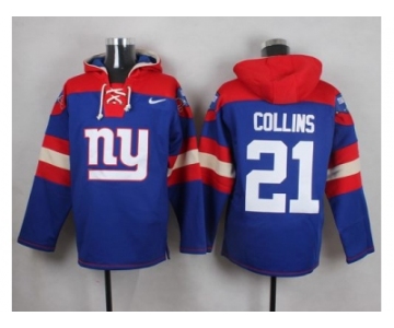 Nike New York Giants #21 Landon Collins Royal Blue Player Pullover NFL Hoodie