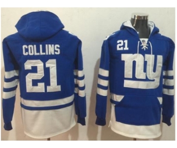 Nike New York Giants #21 Landon Collins Royal Blue White Name & Number Pullover NFL Hoodie