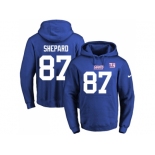 Nike New York Giants #87 Sterling Shepard Royal Blue Name & Number Pullover NFL Hoodie