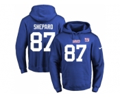 Nike New York Giants #87 Sterling Shepard Royal Blue Name & Number Pullover NFL Hoodie