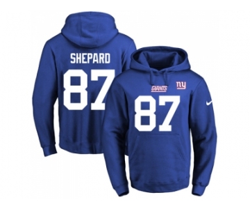 Nike New York Giants #87 Sterling Shepard Royal Blue Name & Number Pullover NFL Hoodie