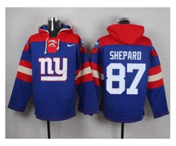 Nike New York Giants #87 Sterling Shepard Royal Blue Player Pullover NFL Hoodie