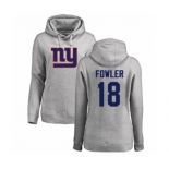 Football Women's New York Giants #18 Bennie Fowler Ash Name & Number Logo Pullover Hoodie