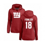 Football Women's New York Giants #18 Bennie Fowler Red Name & Number Logo Pullover Hoodie