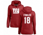 Football Women's New York Giants #18 Bennie Fowler Red Name & Number Logo Pullover Hoodie