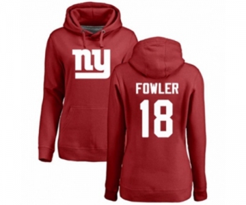 Football Women's New York Giants #18 Bennie Fowler Red Name & Number Logo Pullover Hoodie