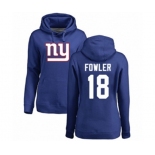 Football Women's New York Giants #18 Bennie Fowler Royal Blue Name & Number Logo Pullover Hoodie