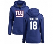 Football Women's New York Giants #18 Bennie Fowler Royal Blue Name & Number Logo Pullover Hoodie