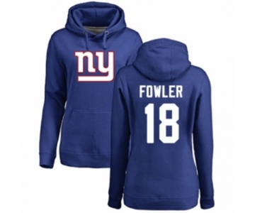 Football Women's New York Giants #18 Bennie Fowler Royal Blue Name & Number Logo Pullover Hoodie