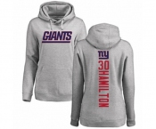 Football Women's New York Giants #30 Antonio Hamilton Ash Backer Pullover Hoodie