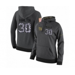 Football Women's New York Giants #30 Antonio Hamilton Stitched Black Anthracite Salute to Service Player Performance Hoodie