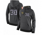 Football Women's New York Giants #30 Antonio Hamilton Stitched Black Anthracite Salute to Service Player Performance Hoodie