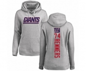 Football Women's New York Giants #74 Mike Remmers Ash Backer Pullover Hoodie