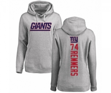 Football Women's New York Giants #74 Mike Remmers Ash Backer Pullover Hoodie