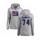 Football Women's New York Giants #74 Mike Remmers Ash Name & Number Logo Pullover Hoodie