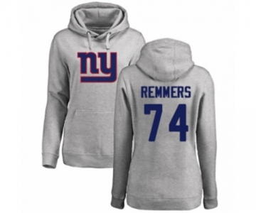 Football Women's New York Giants #74 Mike Remmers Ash Name & Number Logo Pullover Hoodie