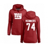 Football Women's New York Giants #74 Mike Remmers Red Name & Number Logo Pullover Hoodie