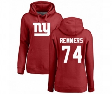 Football Women's New York Giants #74 Mike Remmers Red Name & Number Logo Pullover Hoodie