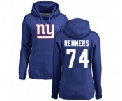 Football Women's New York Giants #74 Mike Remmers Royal Blue Name & Number Logo Pullover Hoodie