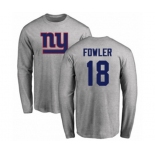 Football New York Giants #18 Bennie Fowler Ash Name & Number Logo Long Sleeve T-Shirt