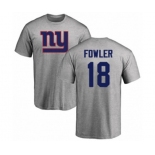 Football New York Giants #18 Bennie Fowler Ash Name & Number Logo T-Shirt