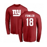 Football New York Giants #18 Bennie Fowler Red Name & Number Logo Long Sleeve T-Shirt