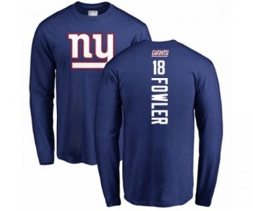 Football New York Giants #18 Bennie Fowler Royal Blue Backer Long Sleeve T-Shirt