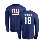 Football New York Giants #18 Bennie Fowler Royal Blue Name & Number Logo Long Sleeve T-Shirt