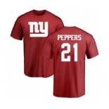 Football New York Giants #21 Jabrill Peppers Red Name & Number Logo T-Shirt