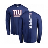 Football New York Giants #21 Jabrill Peppers Royal Blue Backer Long Sleeve T-Shirt