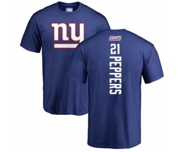 Football New York Giants #21 Jabrill Peppers Royal Blue Backer T-Shirt