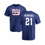 Football New York Giants #21 Jabrill Peppers Royal Blue Name & Number Logo T-Shirt