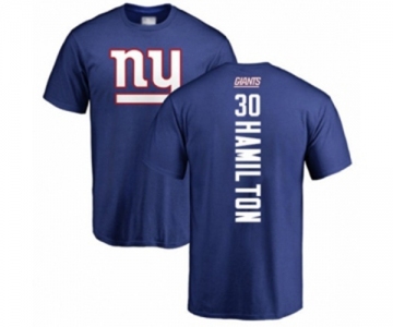 Football New York Giants #30 Antonio Hamilton Royal Blue Backer T-Shirt