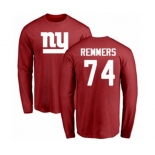 Football New York Giants #74 Mike Remmers Red Name & Number Logo Long Sleeve T-Shirt