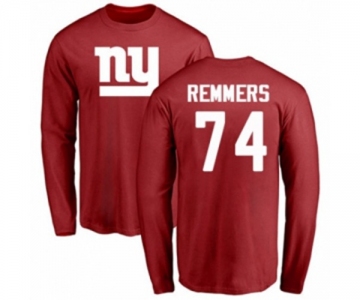 Football New York Giants #74 Mike Remmers Red Name & Number Logo Long Sleeve T-Shirt