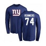 Football New York Giants #74 Mike Remmers Royal Blue Name & Number Logo Long Sleeve T-Shirt