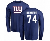 Football New York Giants #74 Mike Remmers Royal Blue Name & Number Logo Long Sleeve T-Shirt